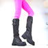 DAMENSCHUHE KNIEHOHE STIEFEL SCHWARZ | EXTRAVAGANZ KUNSTLEDER